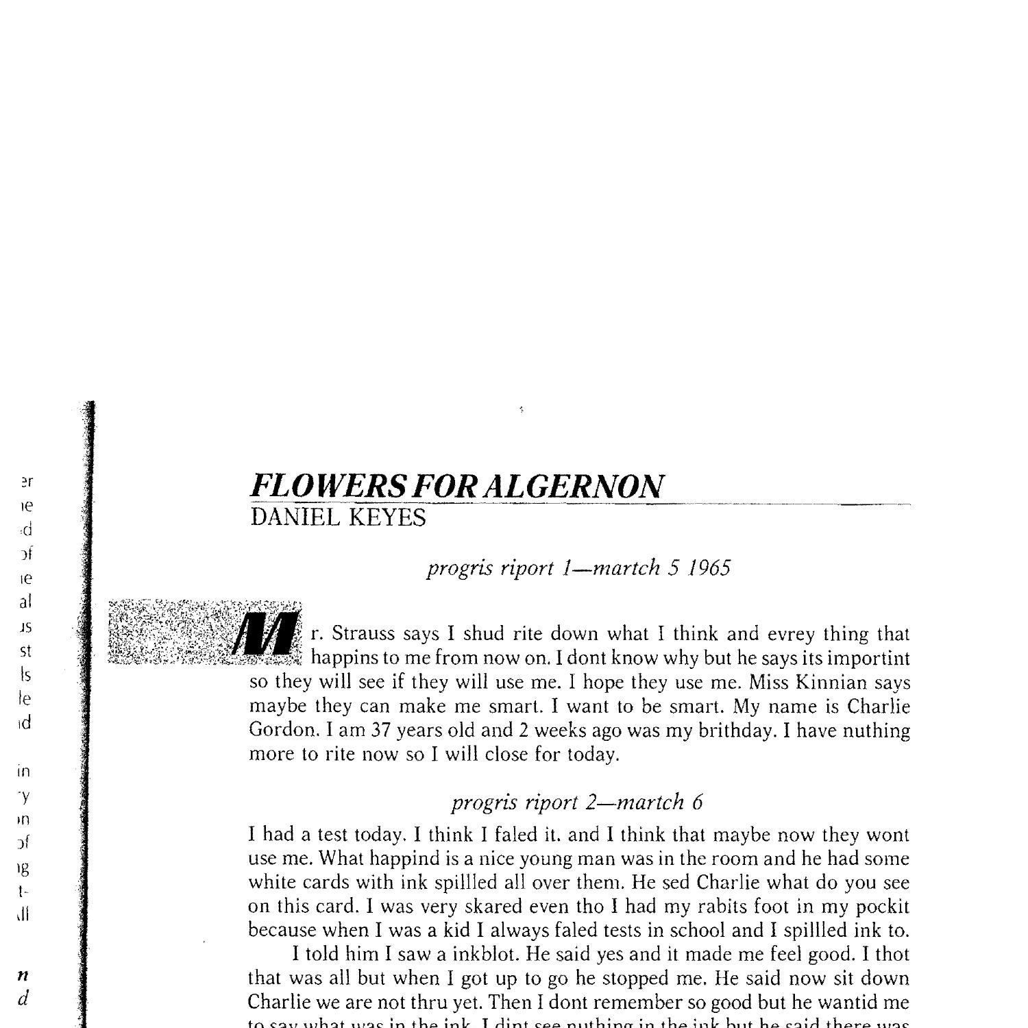 flowers for algernon essay prompts