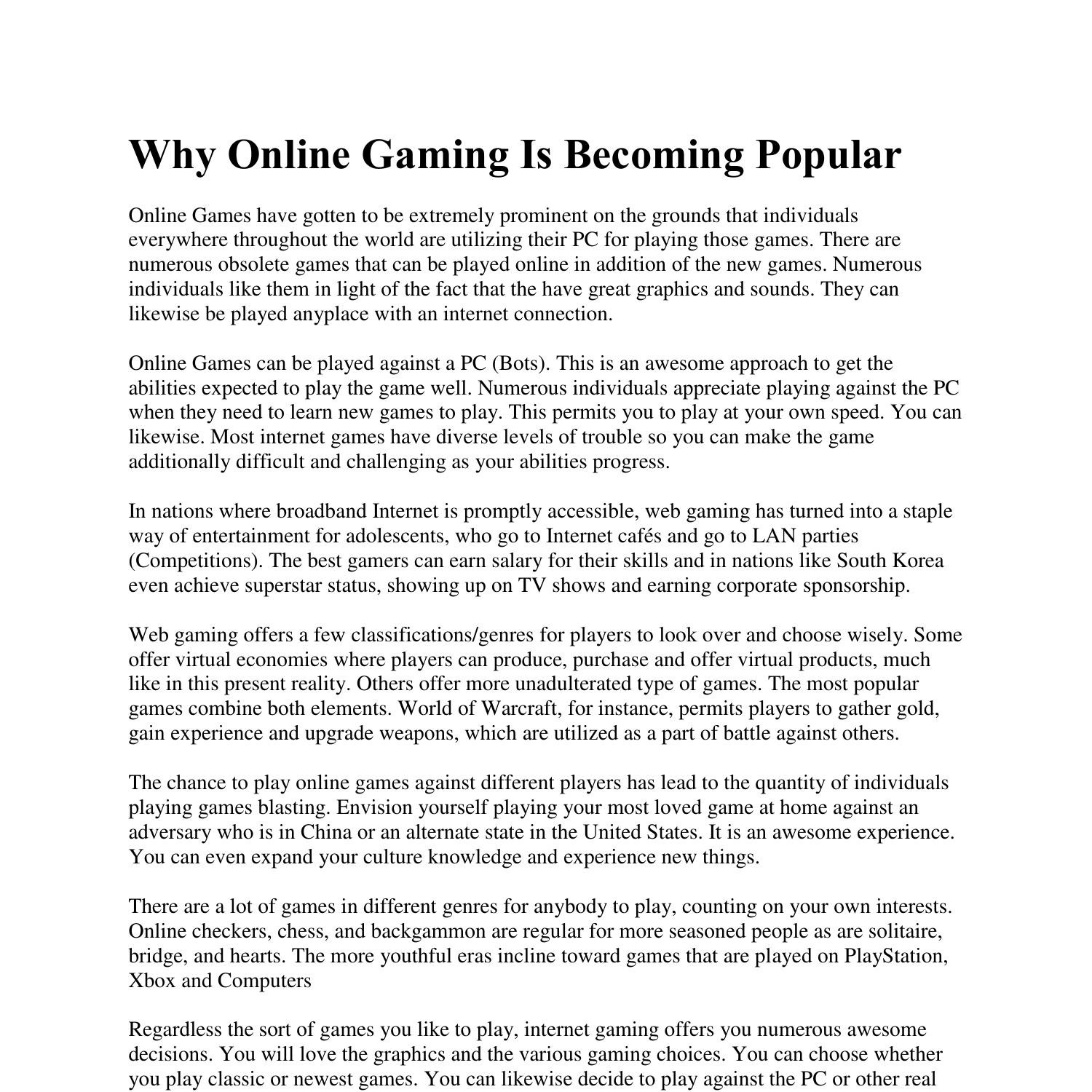 Why Online Gaming Is Getting More Famous 