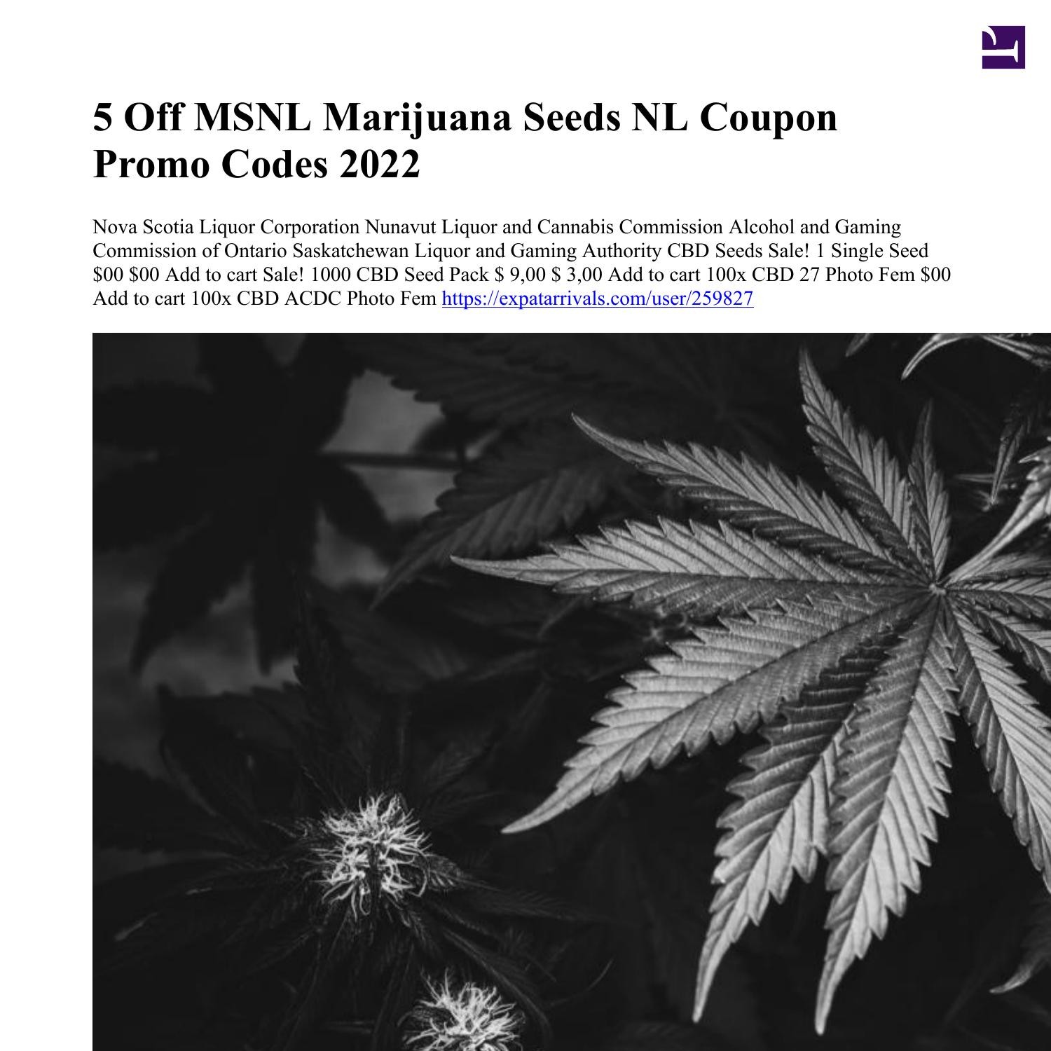 5 Off MSNL Marijuana Seeds NL Coupon Promo Codes 2022.pdf DocDroid