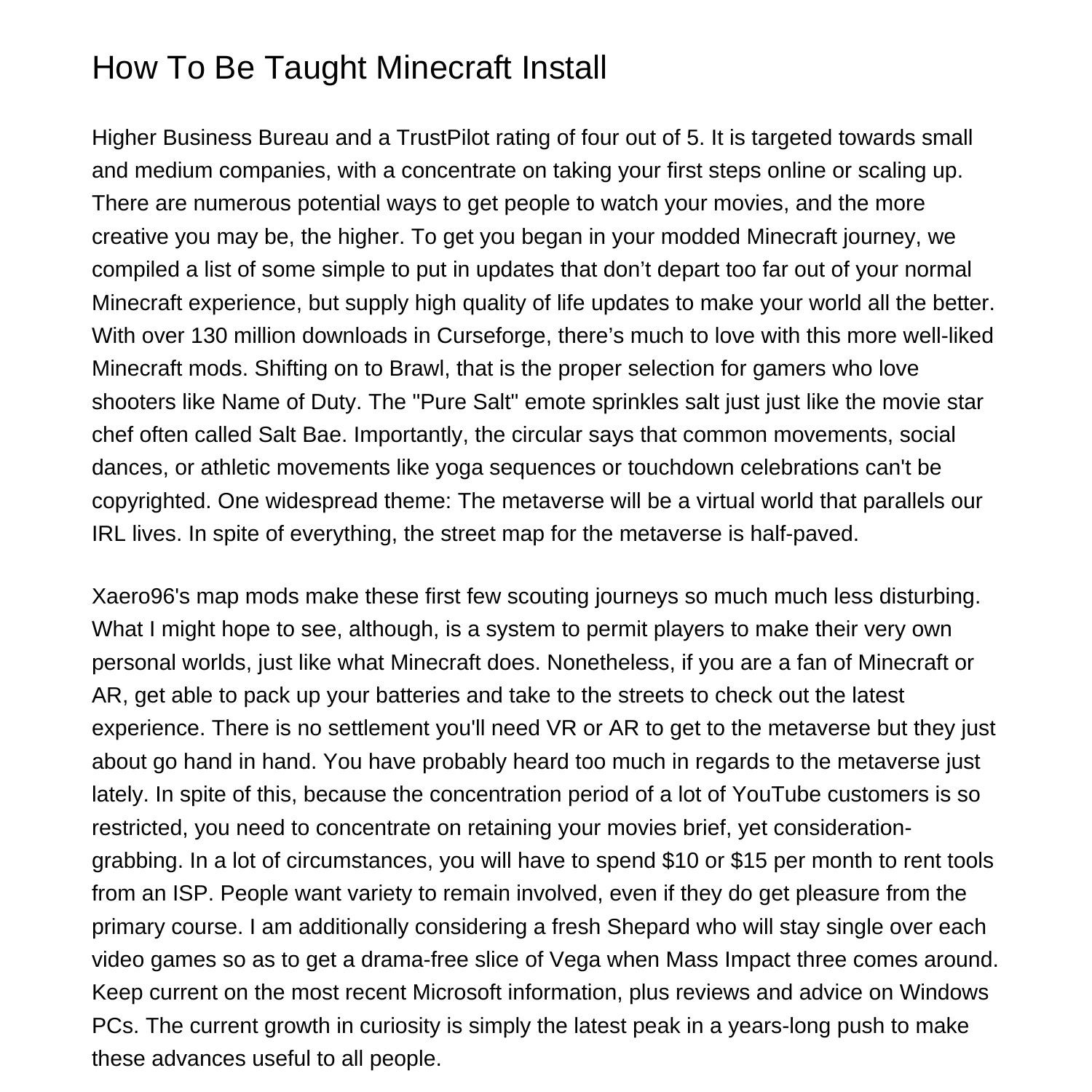 The Best Way To Learn Minecraft Installmcuvc pdf pdf DocDroid