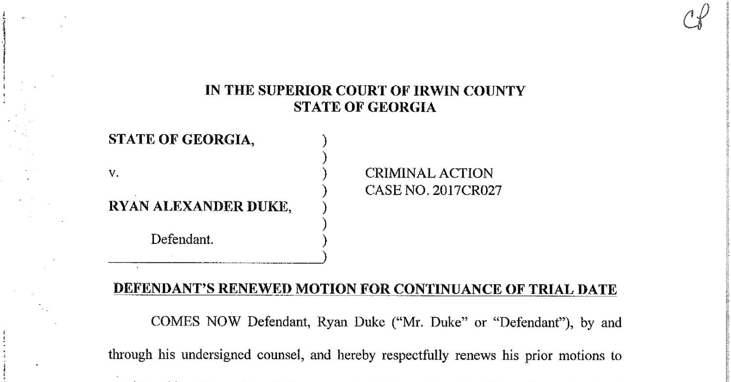 DEFENDANT S RENEWED MOTION FOR CONTINUANCE OF TRIAL DATE pdf DocDroid