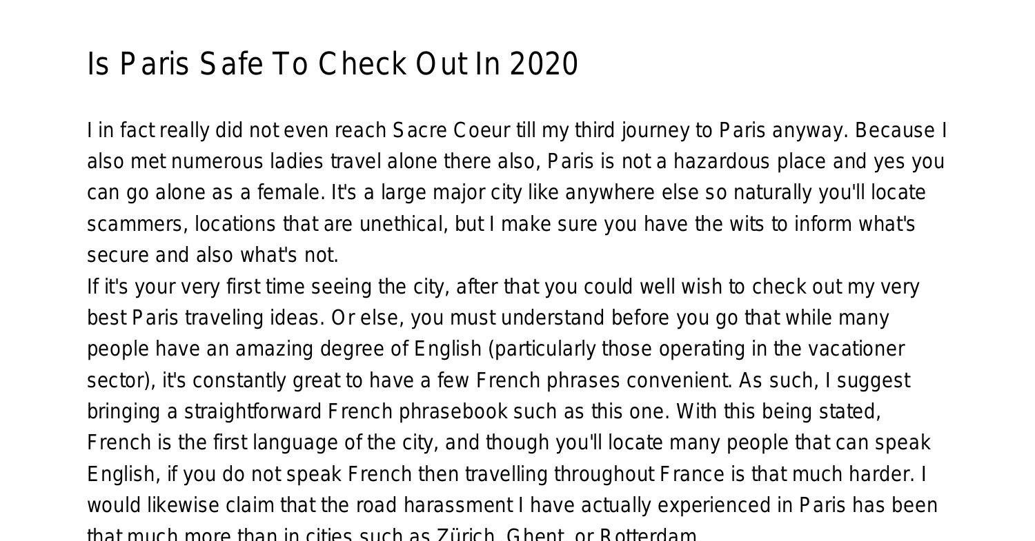 Is Paris Safe To Visit In 2020klkyv.pdf.pdf DocDroid