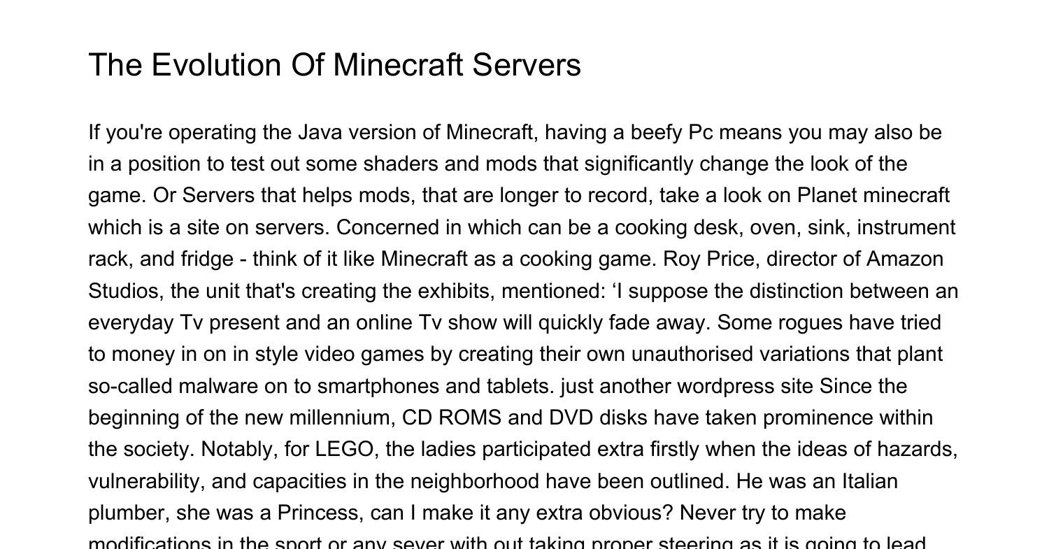 Minecraft Evolution Server – Servidores De Minecraft Evolution – JRPLKG