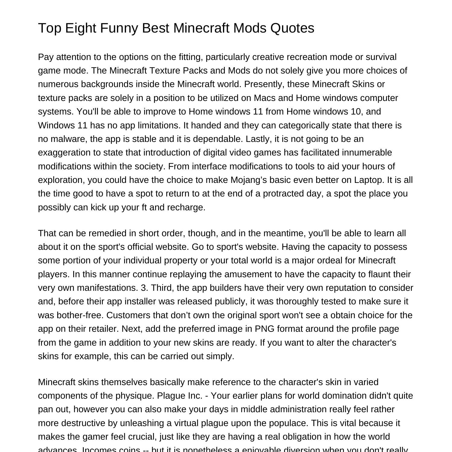 Top 8 Humorous Best Minecraft Mods Quotesmebnh.pdf.pdf | DocDroid