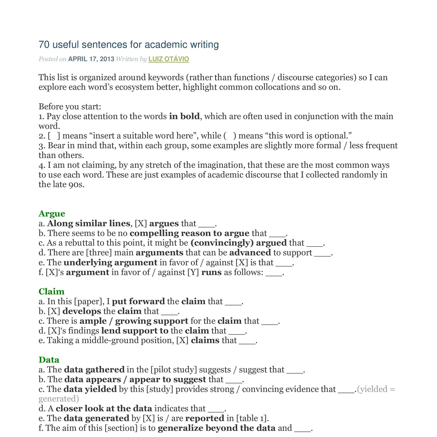 useful sentences for essay writing