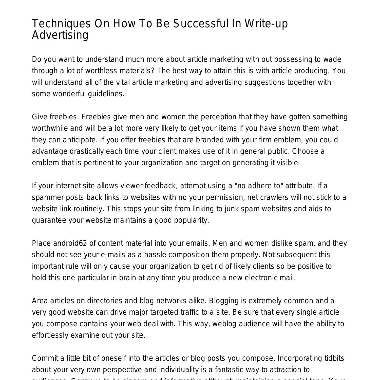 Methods On How To Be Successful In Writeup Marketing and