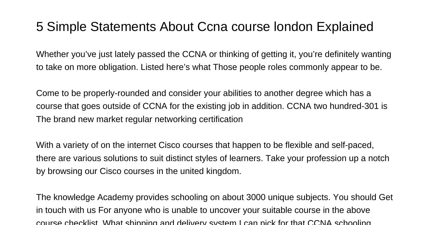 5 Simple Statements About Ccna course london Explainedipvix.pdf.pdf DocDroid