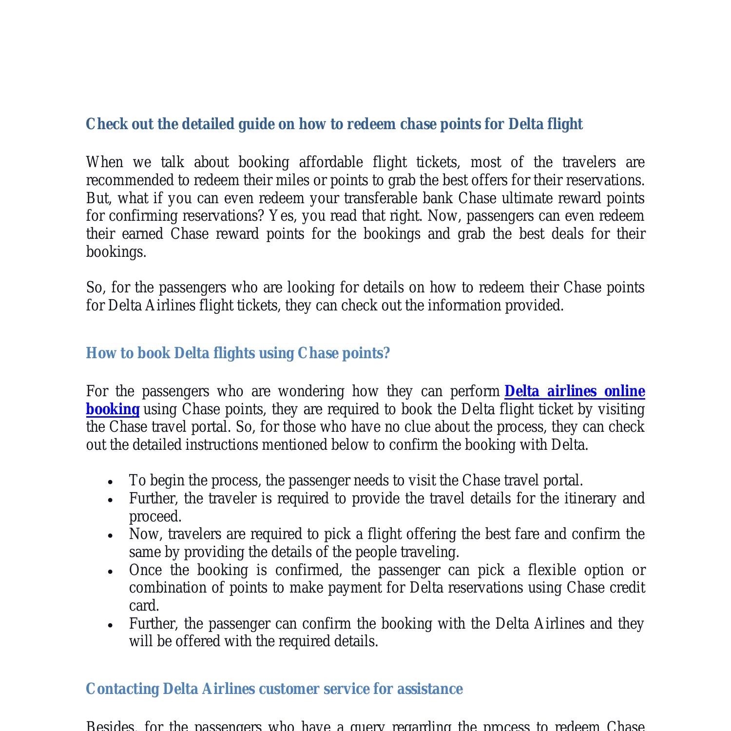 Check out the detailed guide on how to redeem chase points for Delta