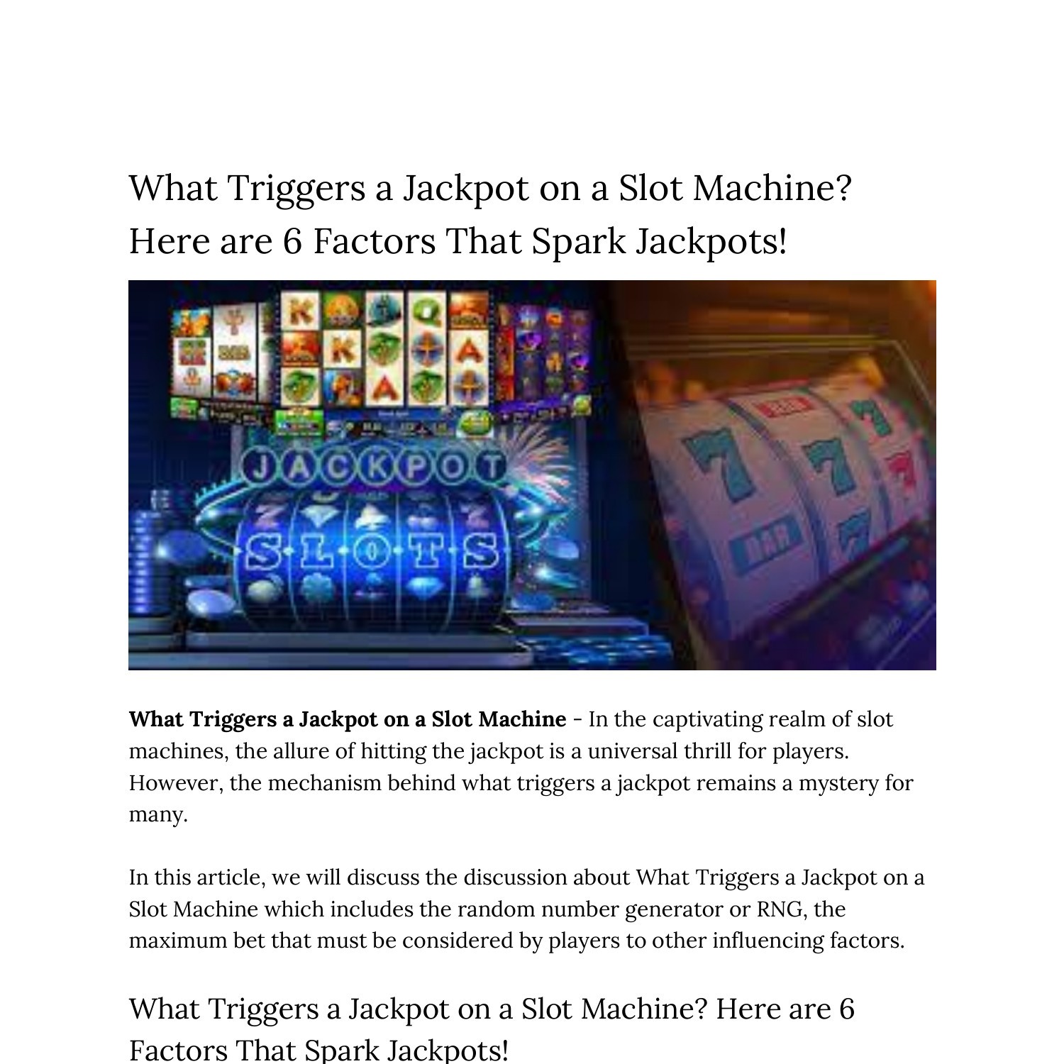 What Triggers a Jackpot on a Slot Machine_ Here are 6 Factors That