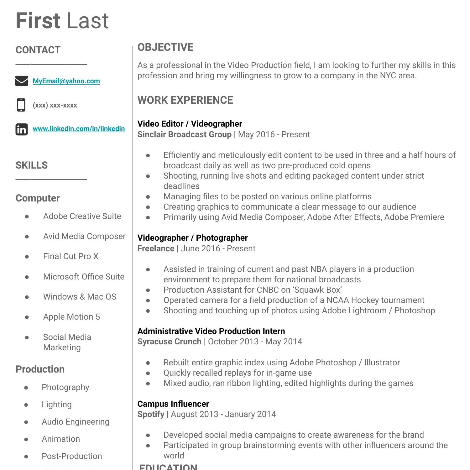 resume templates reddit free