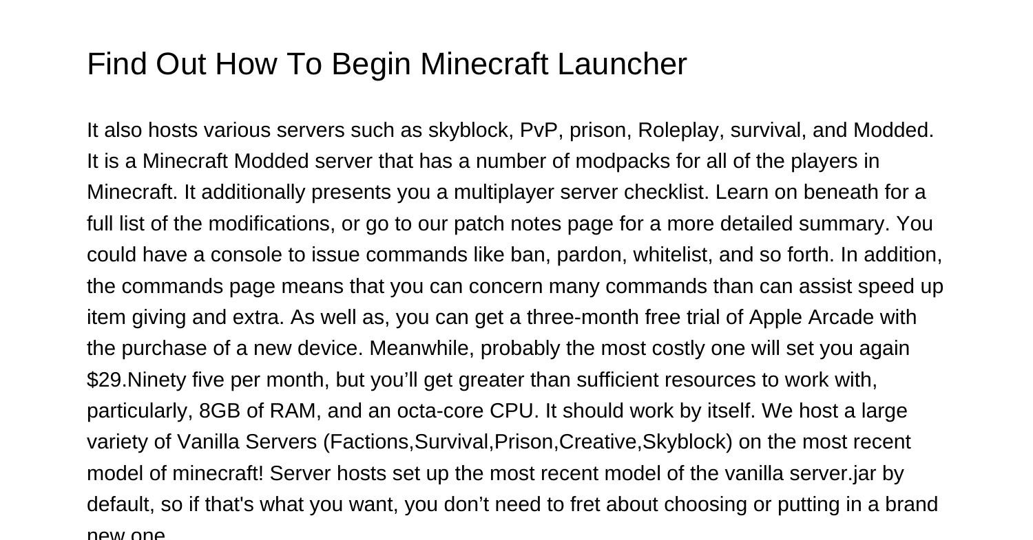 Learn The Way To Start Out Minecraft Launcherlzgbm.pdf.pdf | DocDroid