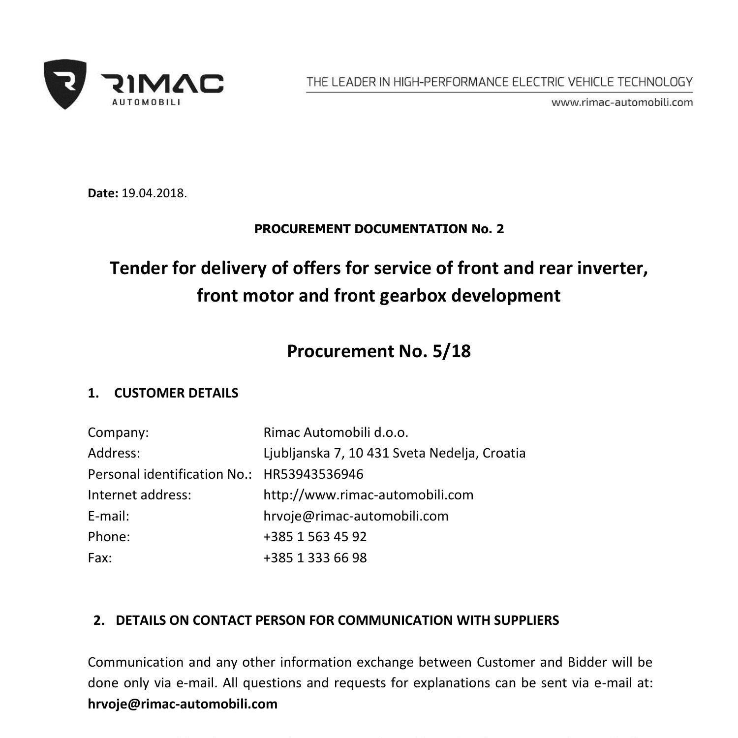 Rimac front and rear inverter front motor and front gearbox development ...