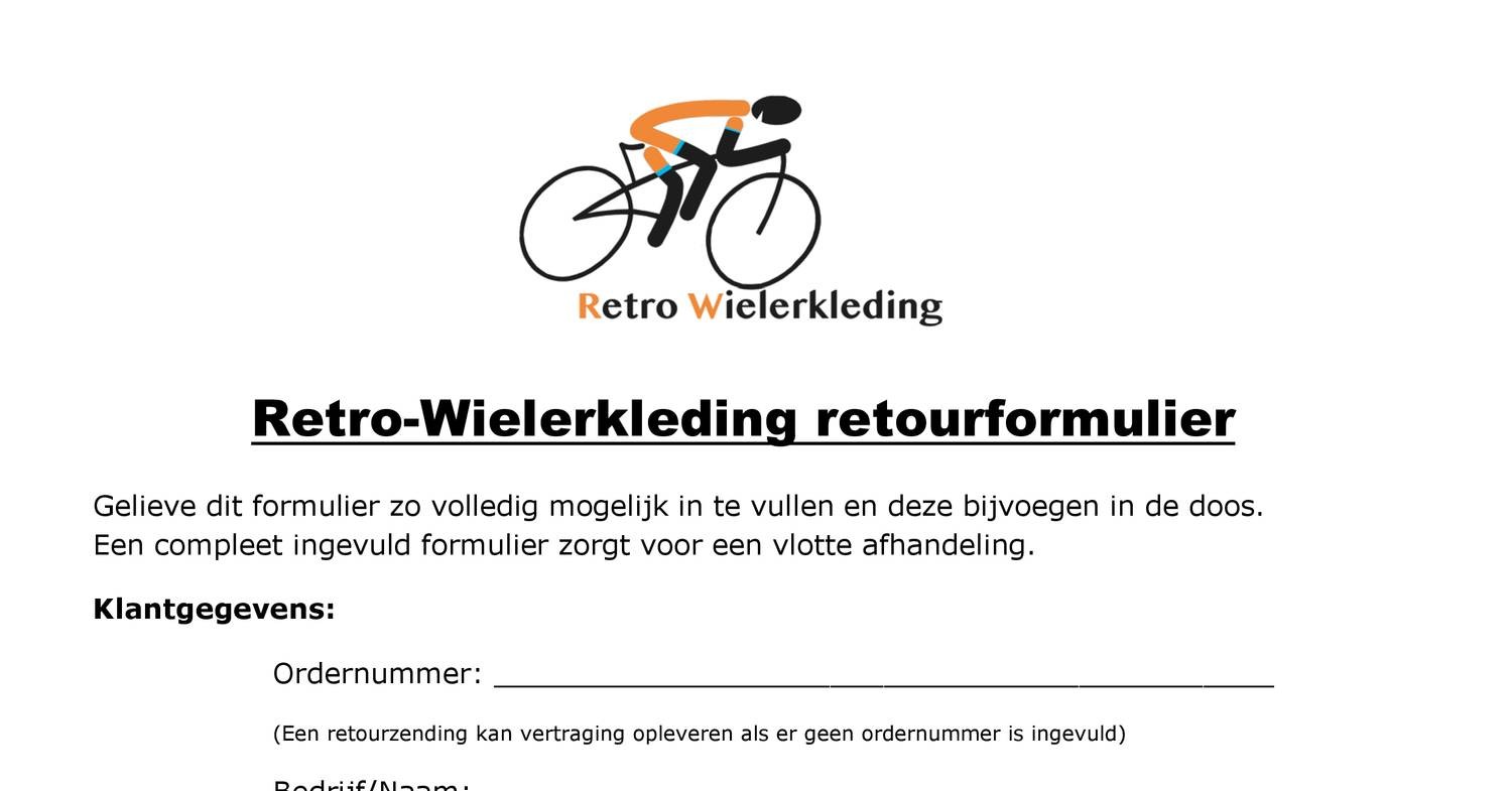 Retourformulier Retro Wielerkleding Nl Pdf Docdroid