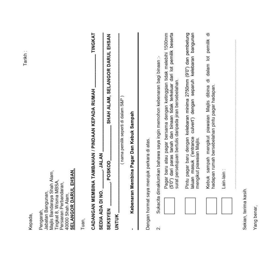 Borang Permohonan Bina Pagar Rumah Mbsa 2020 Pdf Pdf Docdroid