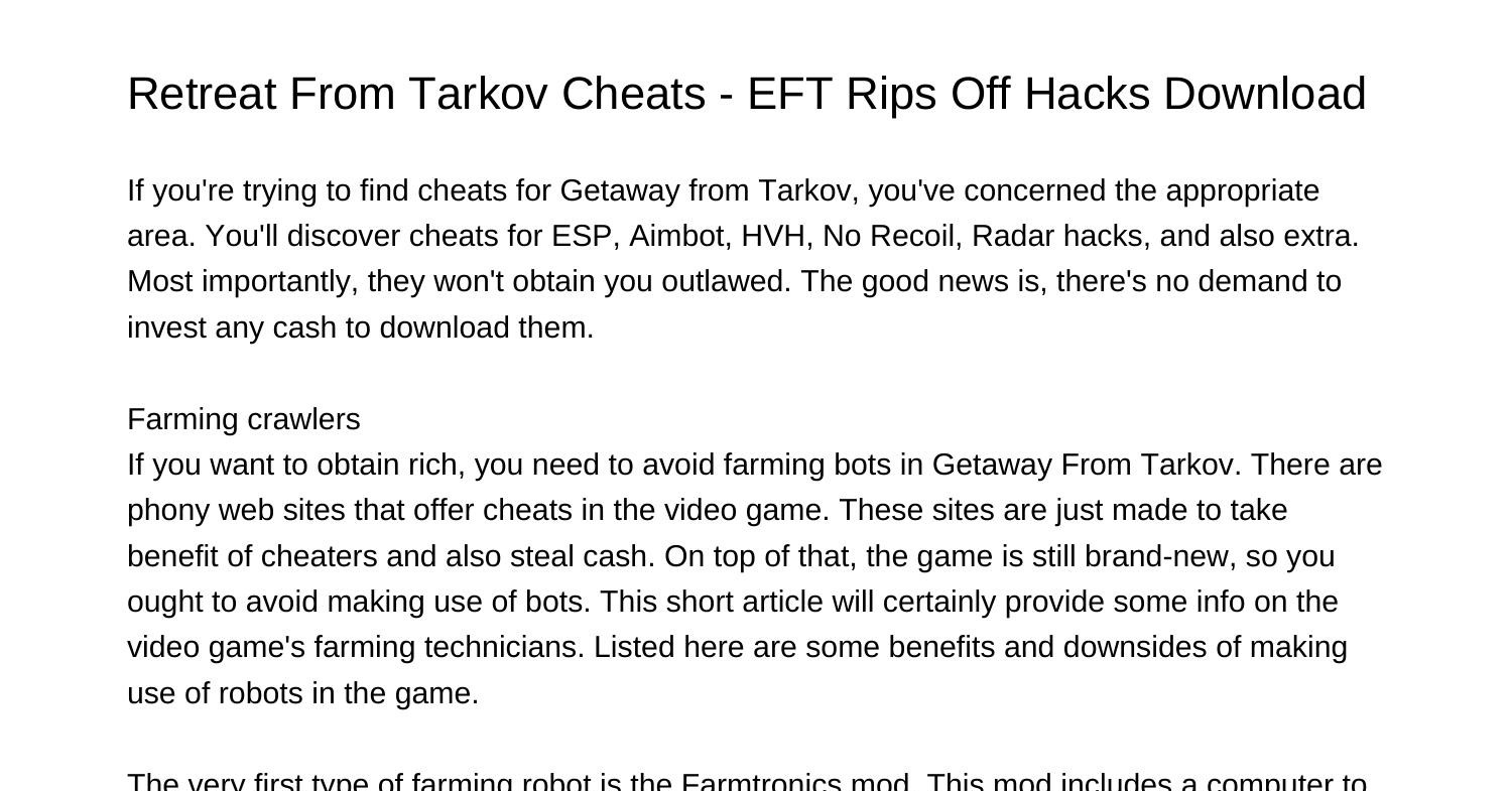 Getaway From Tarkov Cheats EFT Cheats Hacks Downloaddxtns.pdf.pdf