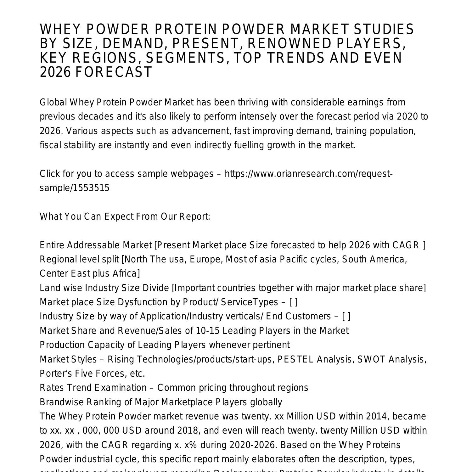 HIGH QUALITY WHEY PROTEIN POWDER MARKET DATA BY SIZE DEMAND TALK ABOUT ...