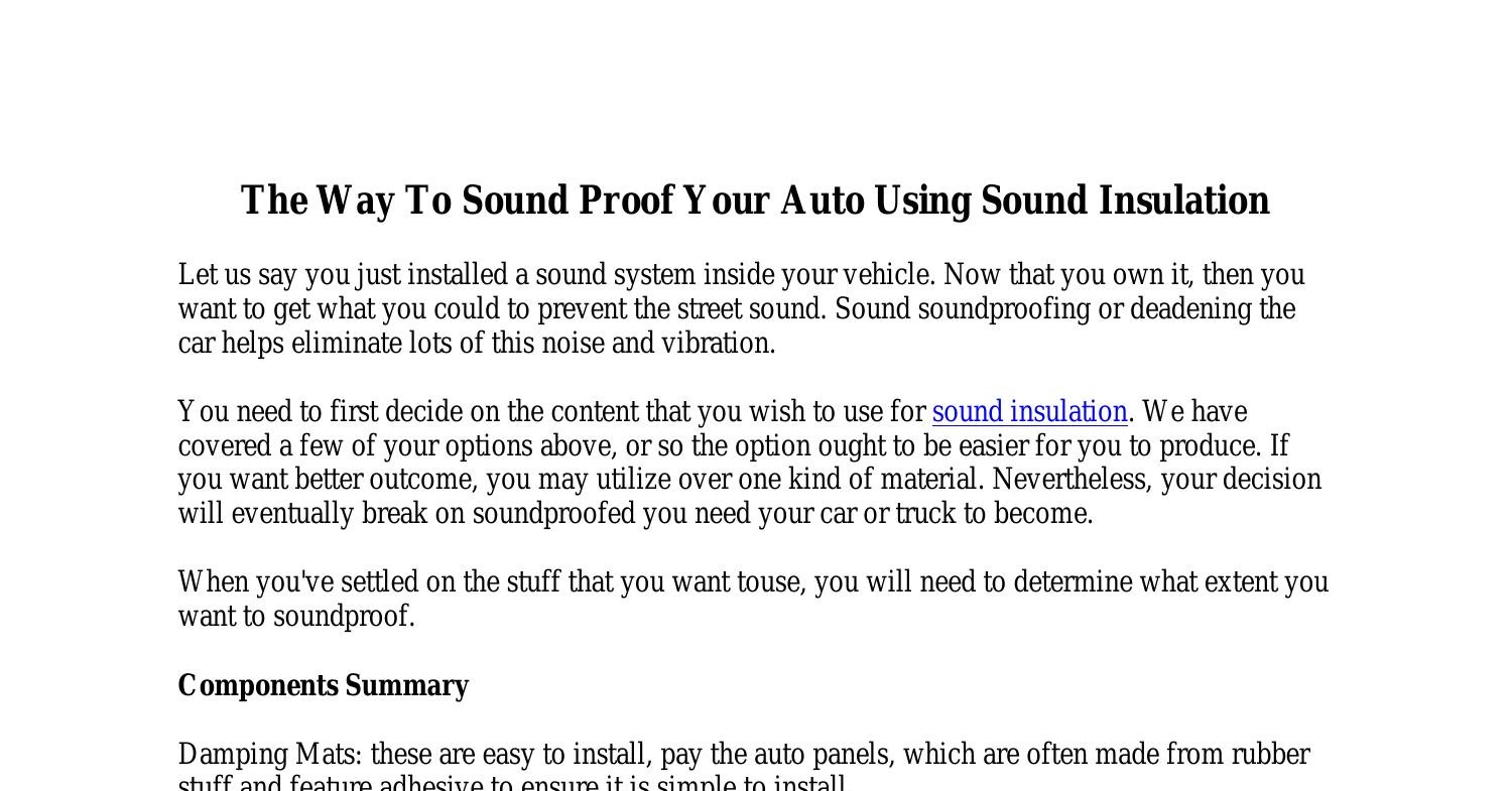 How to Soundproof Your Car