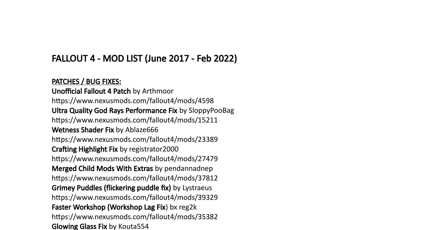 FO4 mod list.rtf | DocDroid