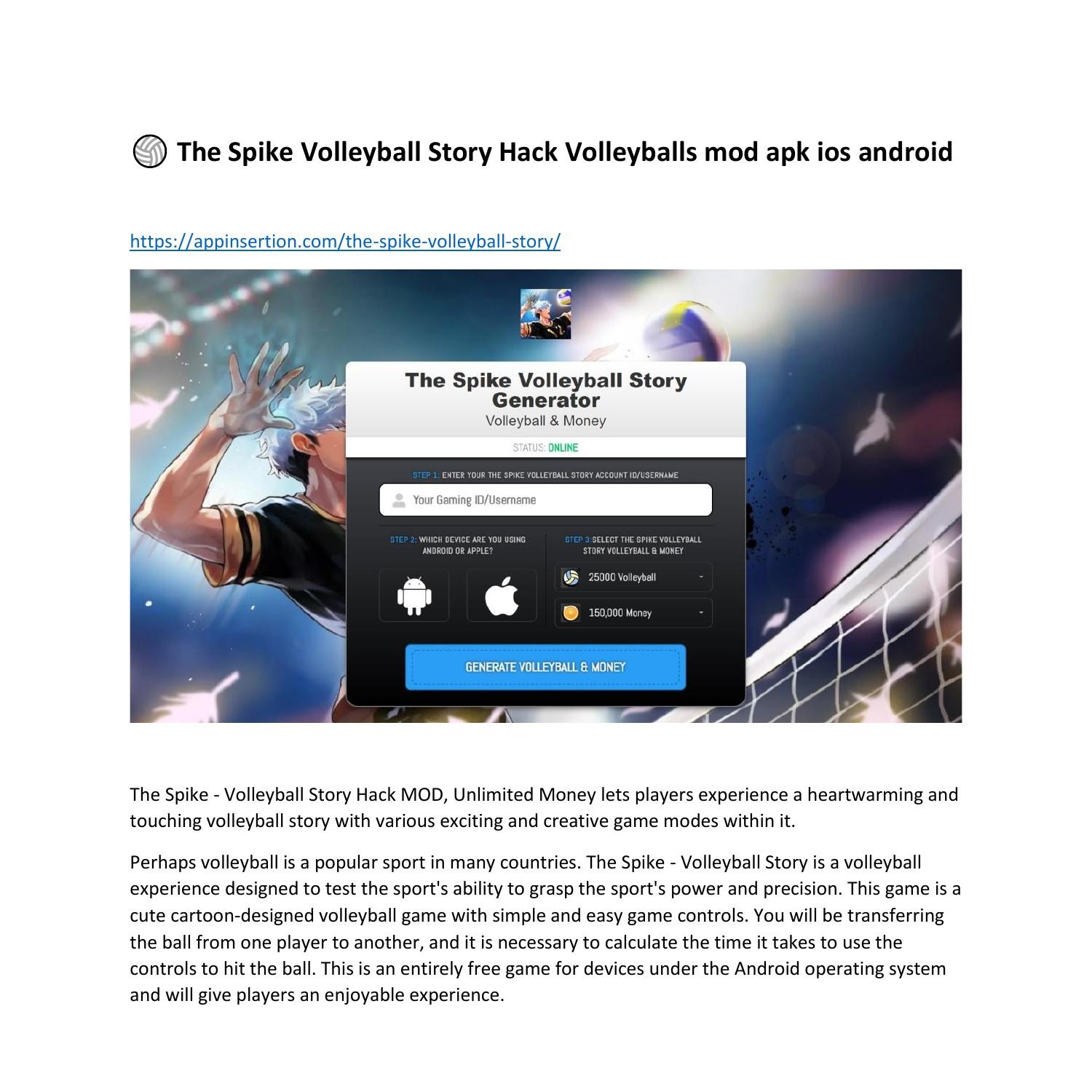 🏐 The Spike Volleyball Story Hack Volleyballs mod apk ios android.pdf