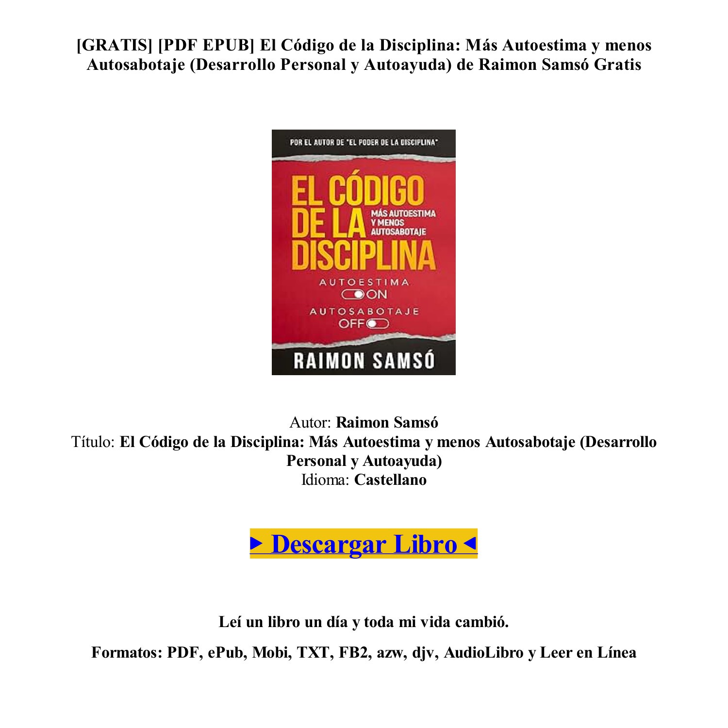 [Libro] [EPUB PDF] El Código de la Disciplina de Raimon Samsó {.azw ...