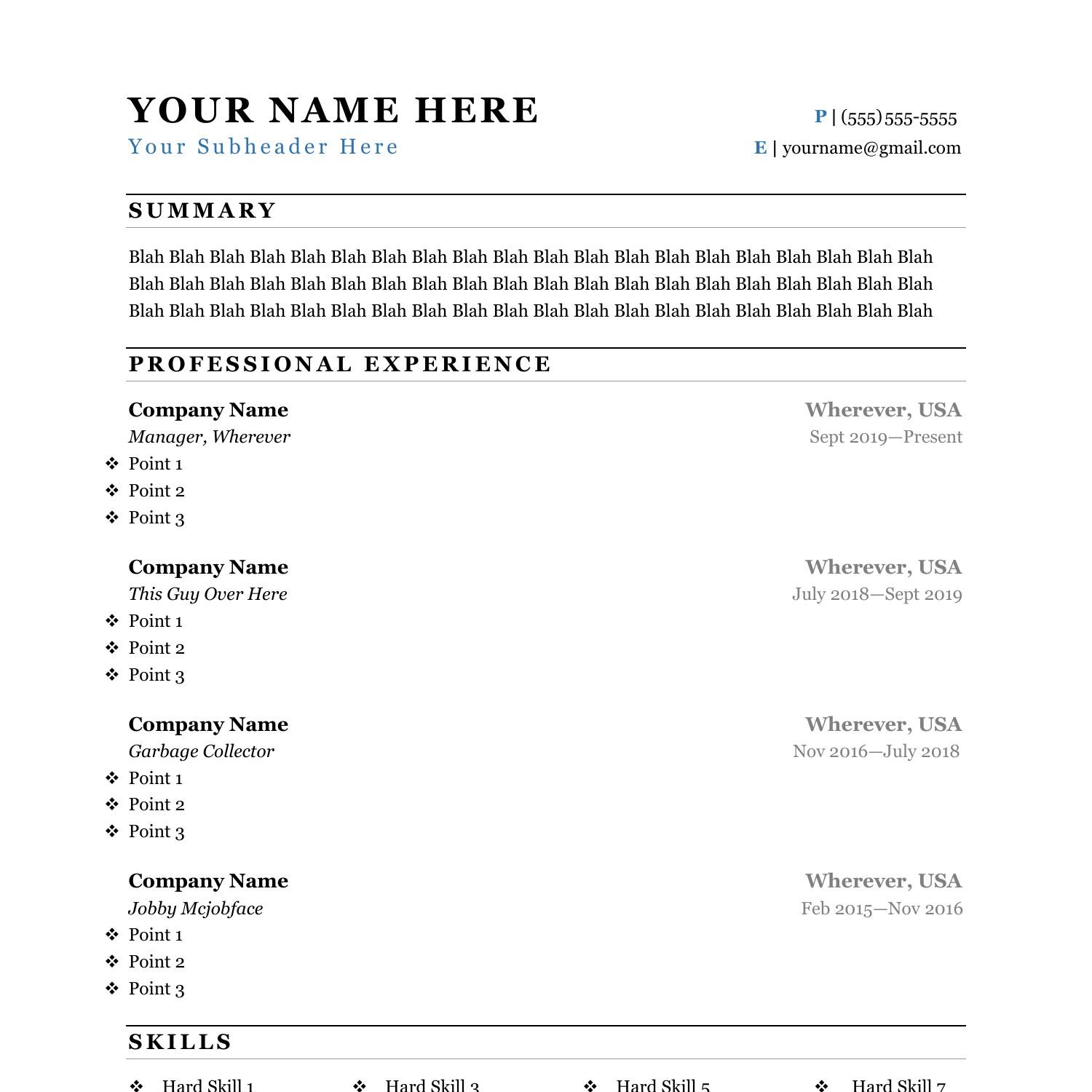 resume template in docx