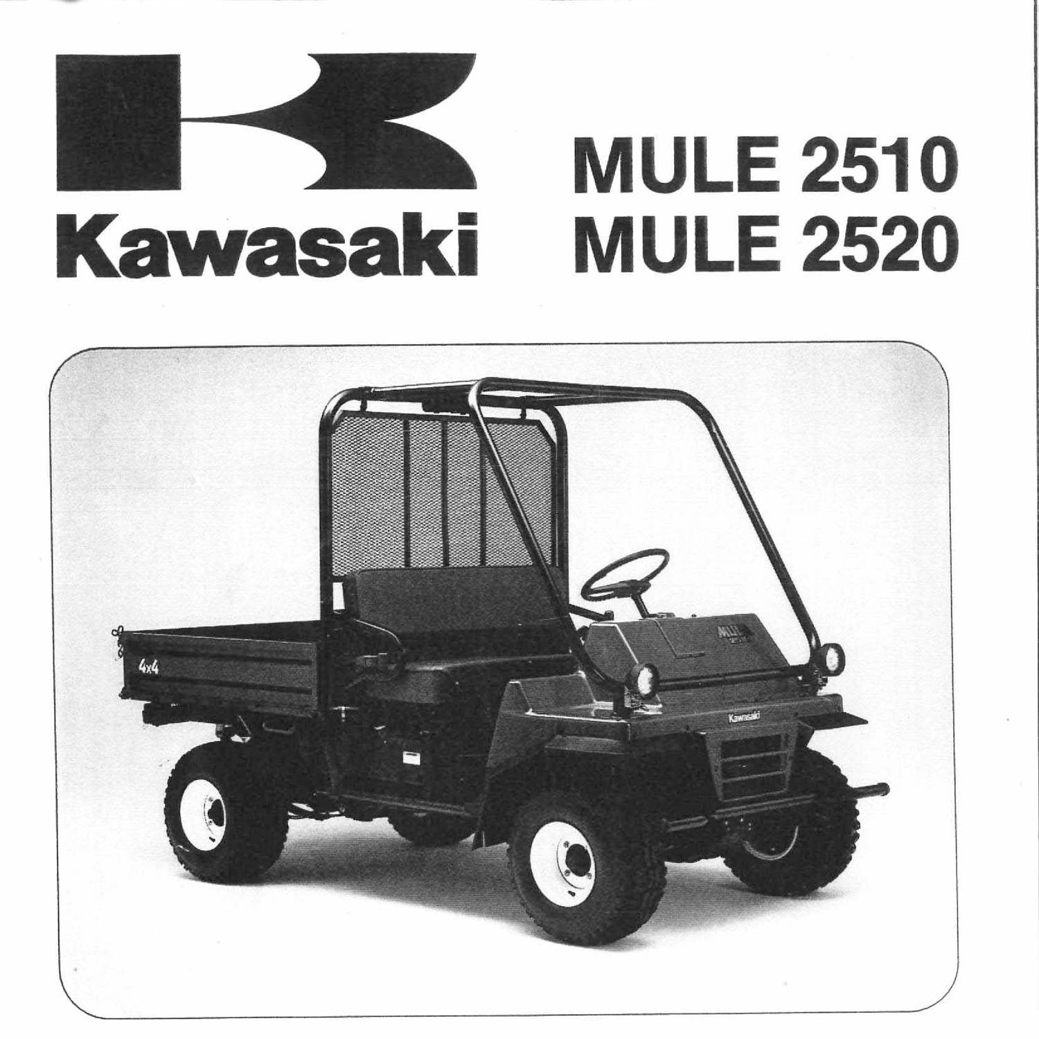 Kawasaki Mule 2500 2510 2520 1998 1999 2000 service manual on CD
