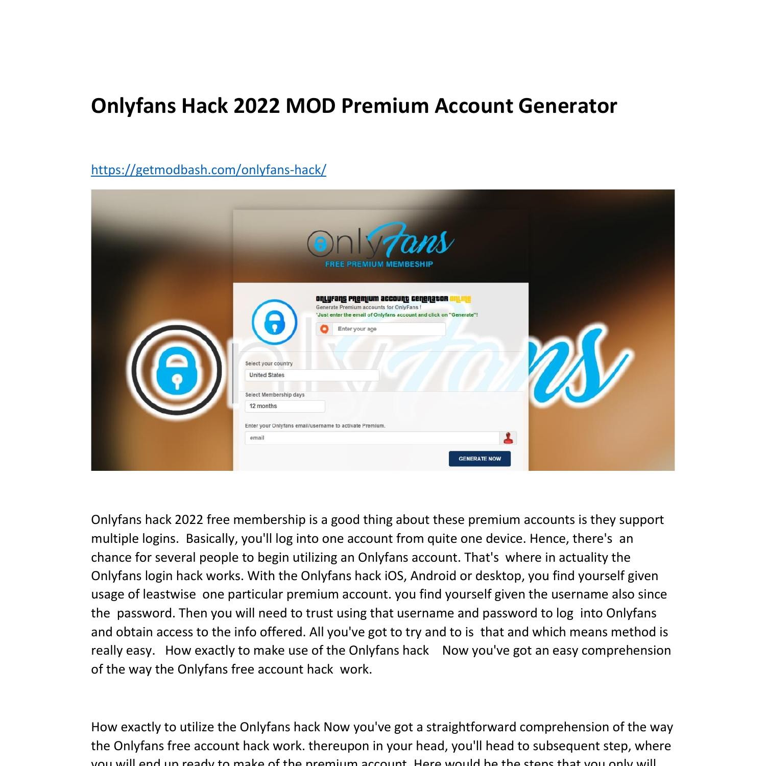 FREE Onlyfans Premium Account Generator Hack Tools V7.1 - Get Unlimited  Premium Access ✓