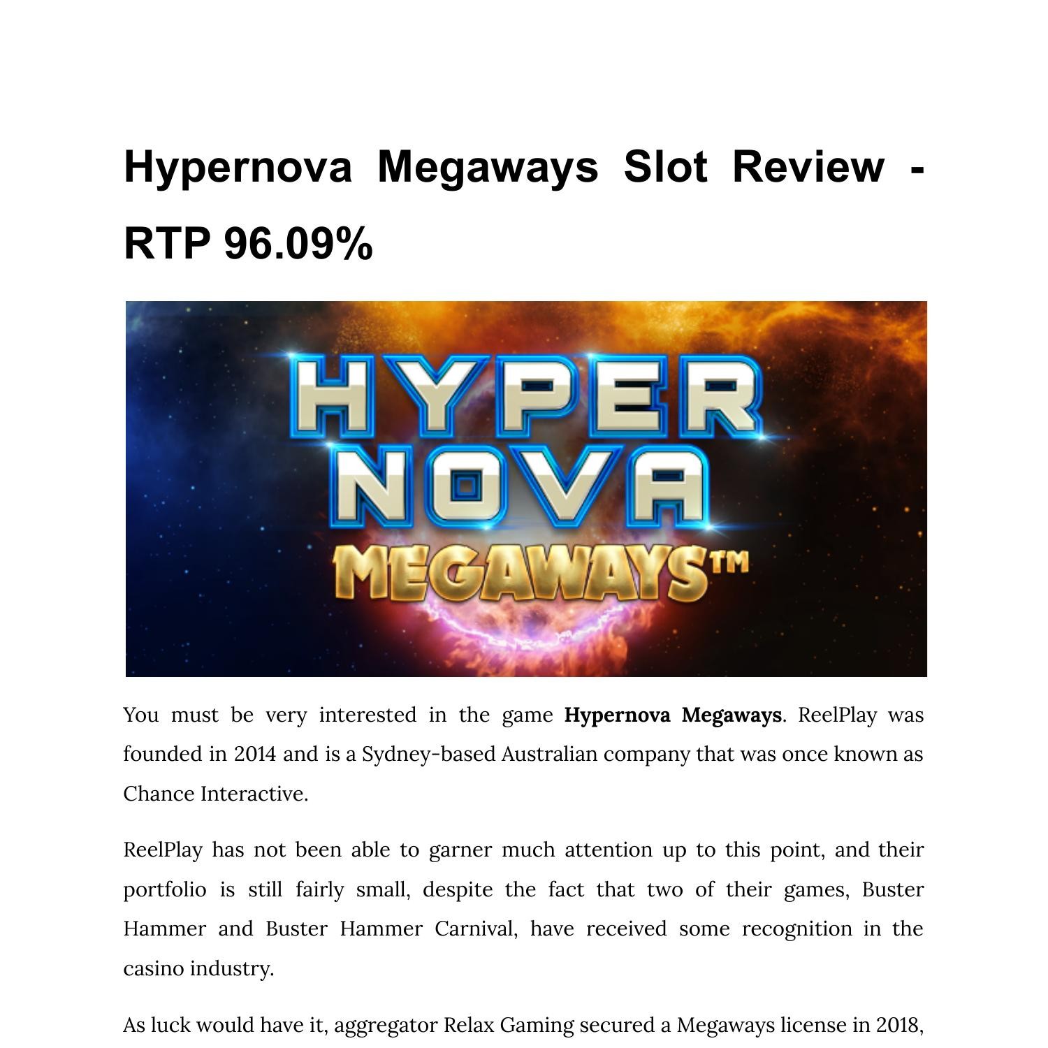 Hypernova Megaways Slot Review - RTP 96.09%.pdf | DocDroid