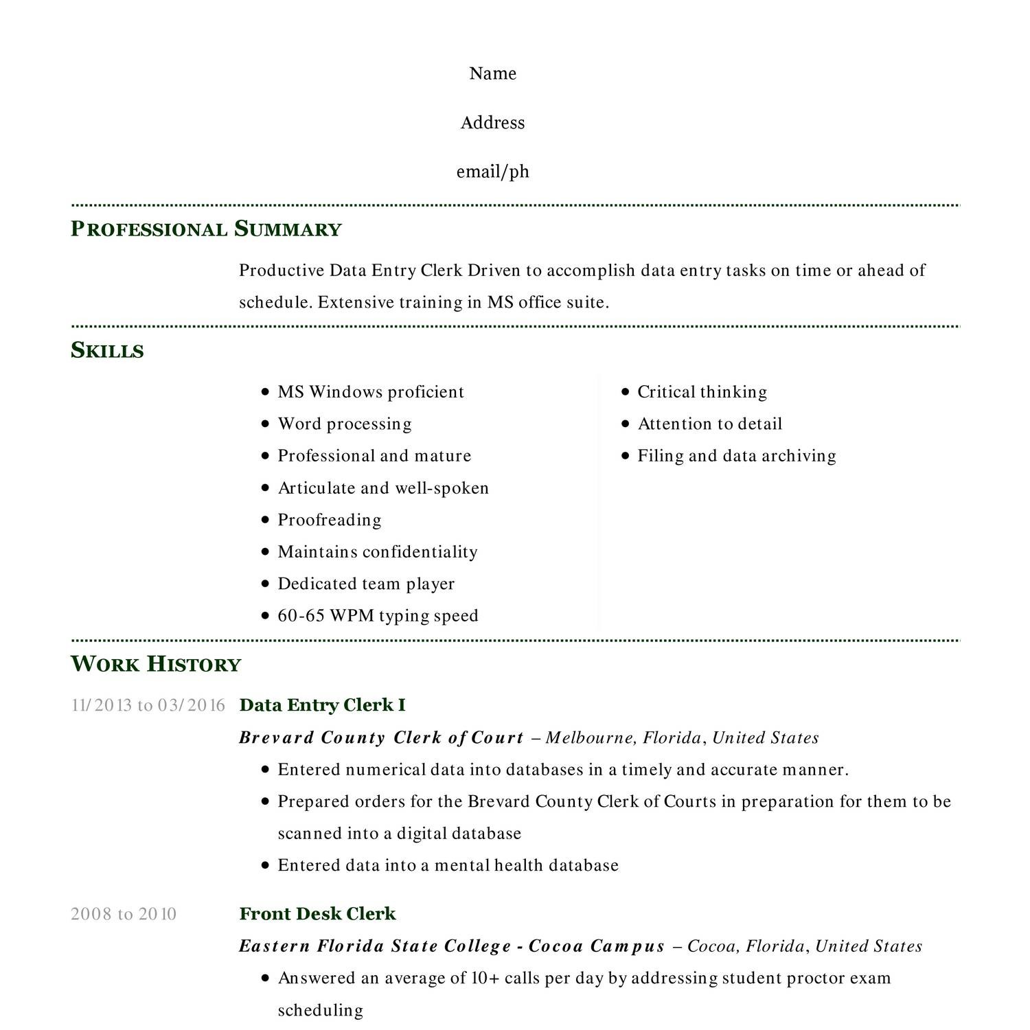 resume format free edit