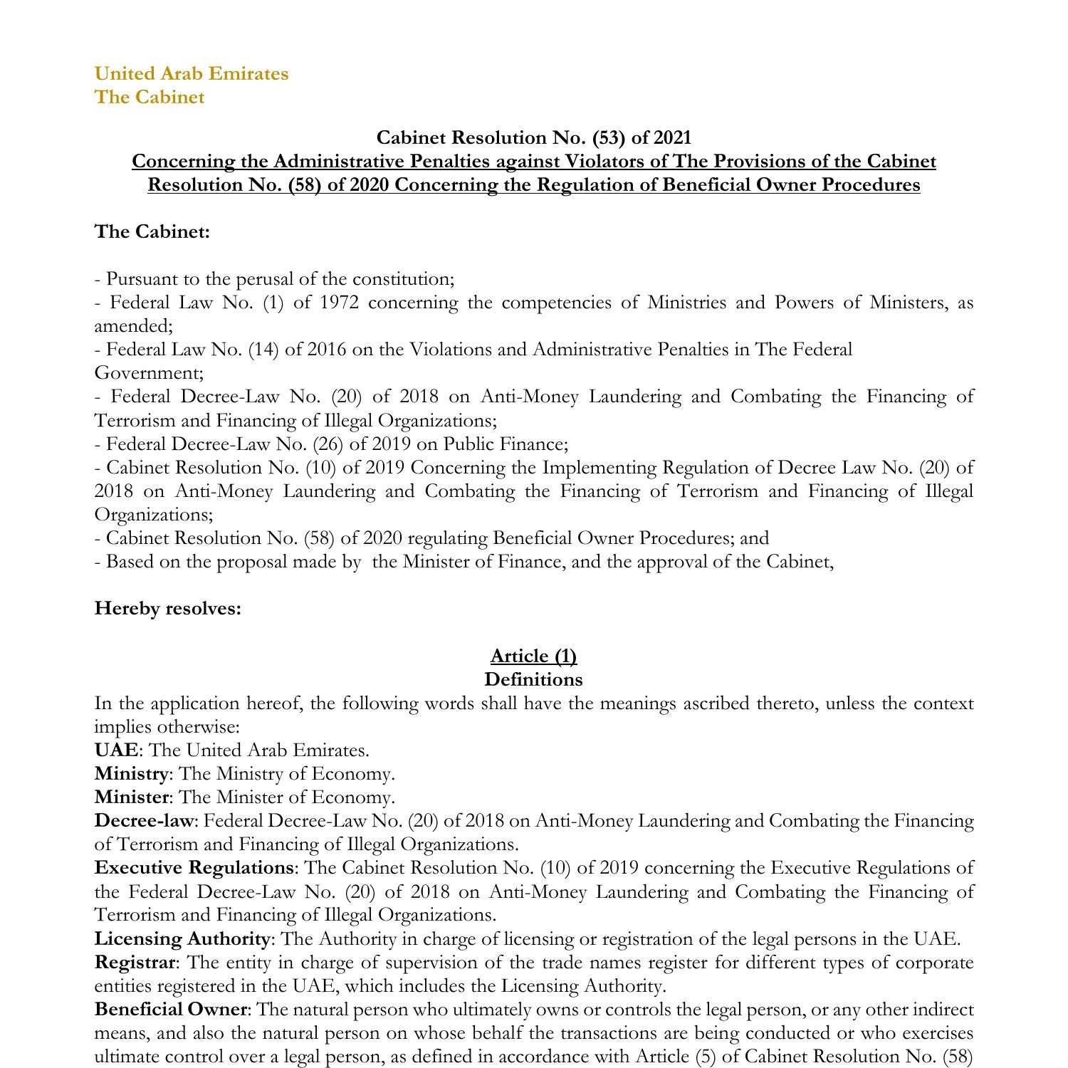 Resolution No 53 of 2021 Concerning the Administration Penalties....pdf DocDroid