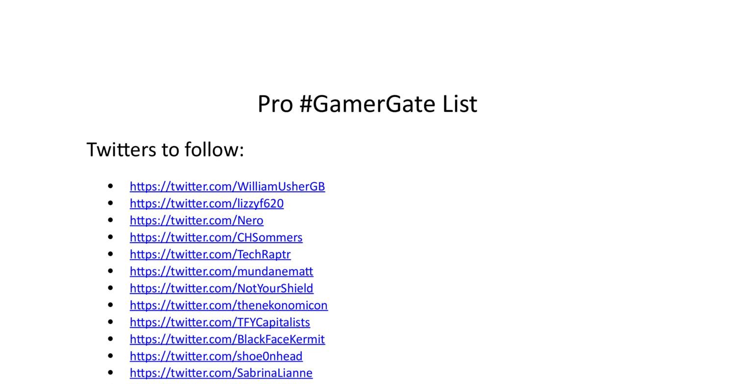 Pro #Gamergate list.docx | DocDroid