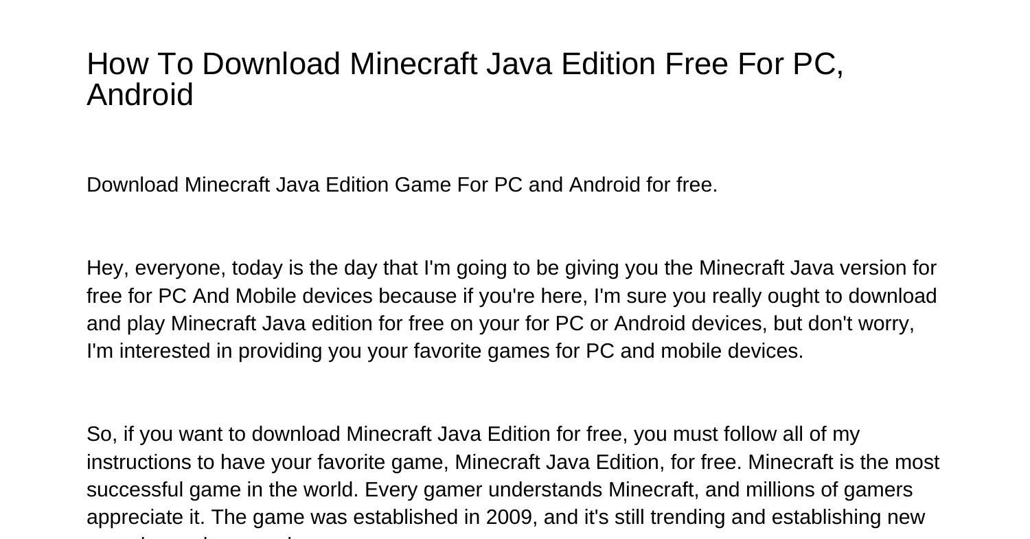 How To Download Minecraft Java Edition Free For PC Androidijtqf.pdf.pdf ...