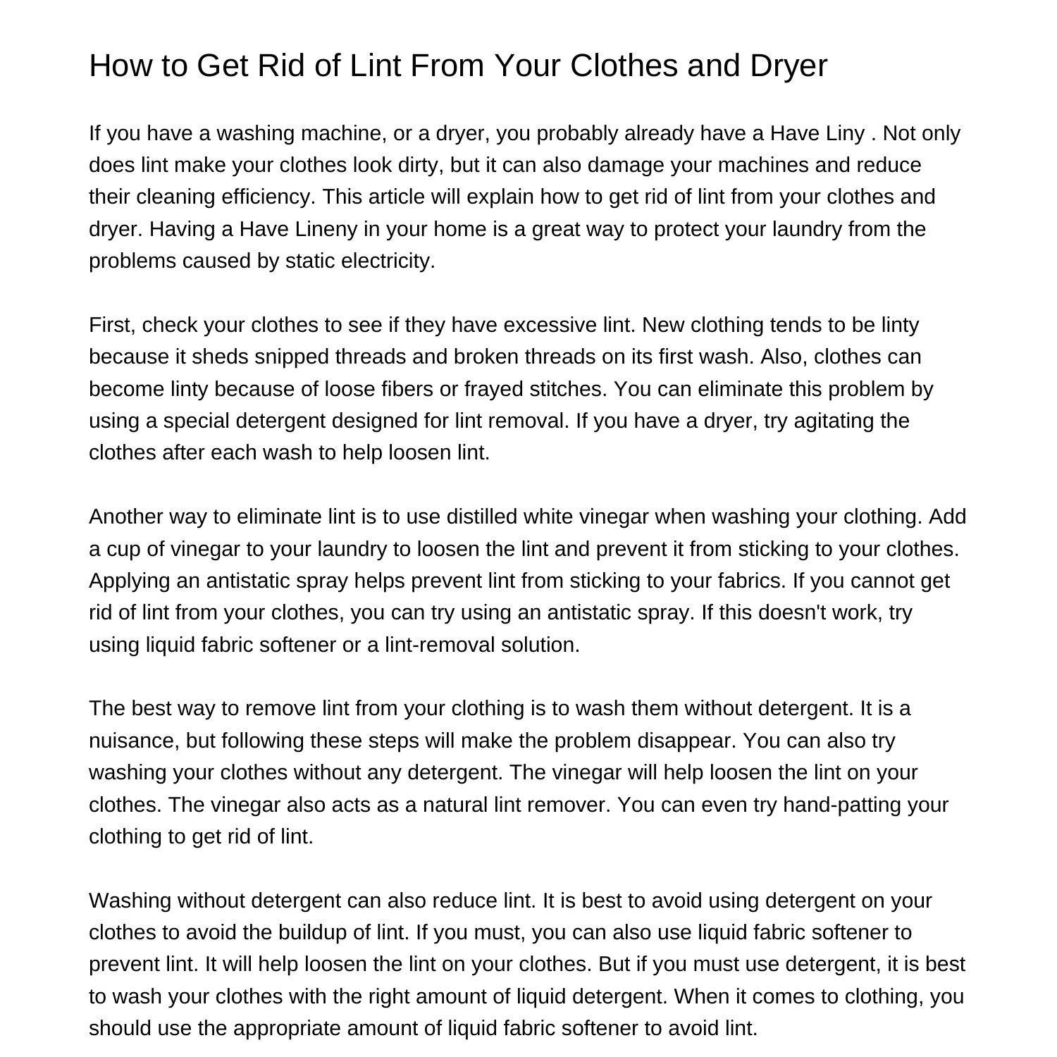 How to Get Rid of Lint From Your Clothes and Dryerdpyly.pdf.pdf DocDroid