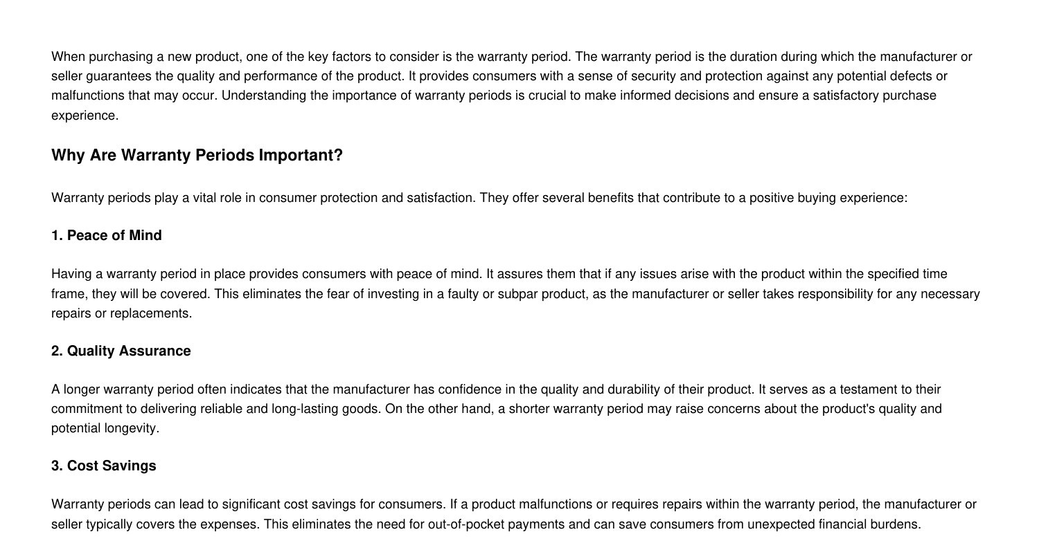 Understanding the Importance of Warranty Periods What You Need to Know