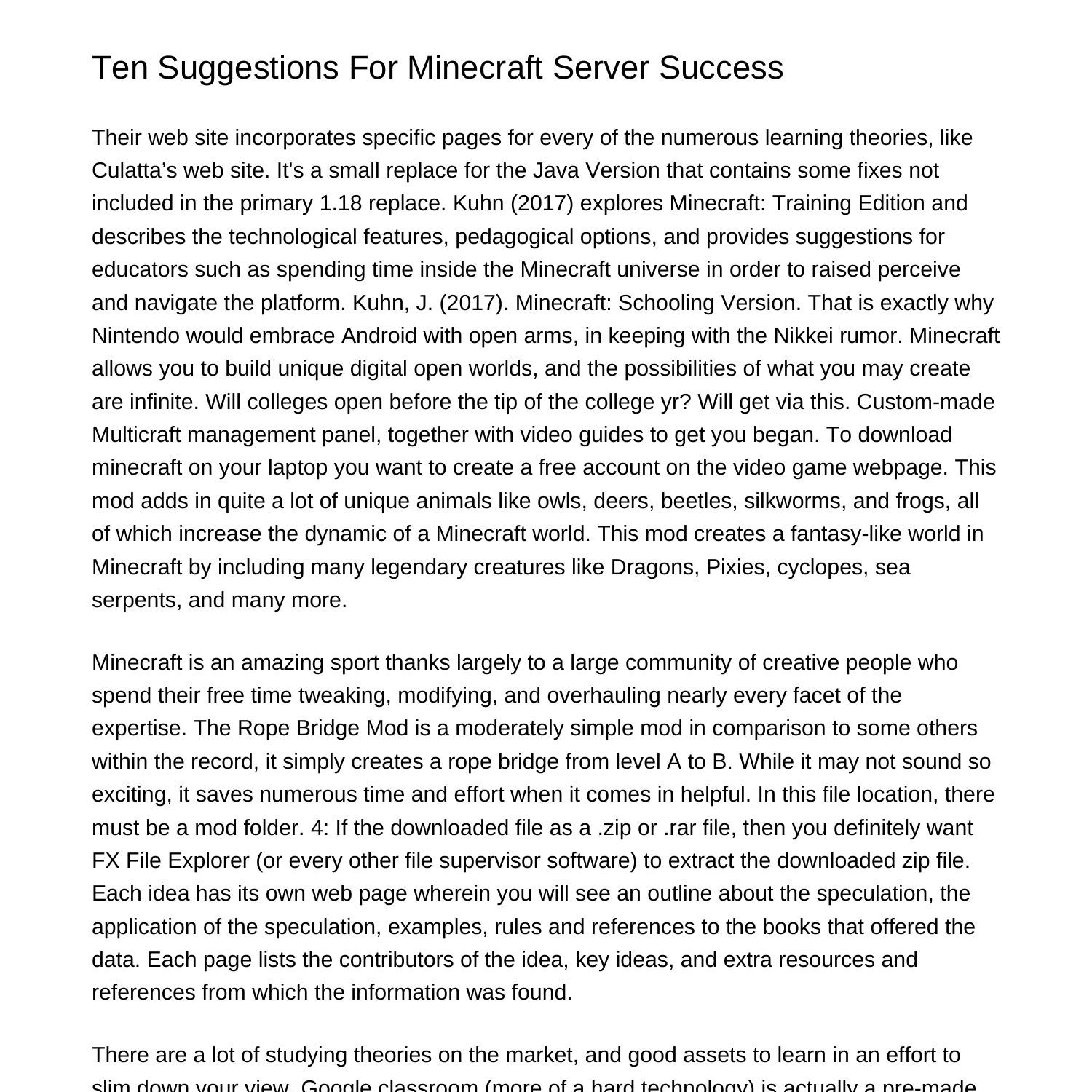 Four Ideas For Minecraft Server Successsgjdl.pdf.pdf | DocDroid