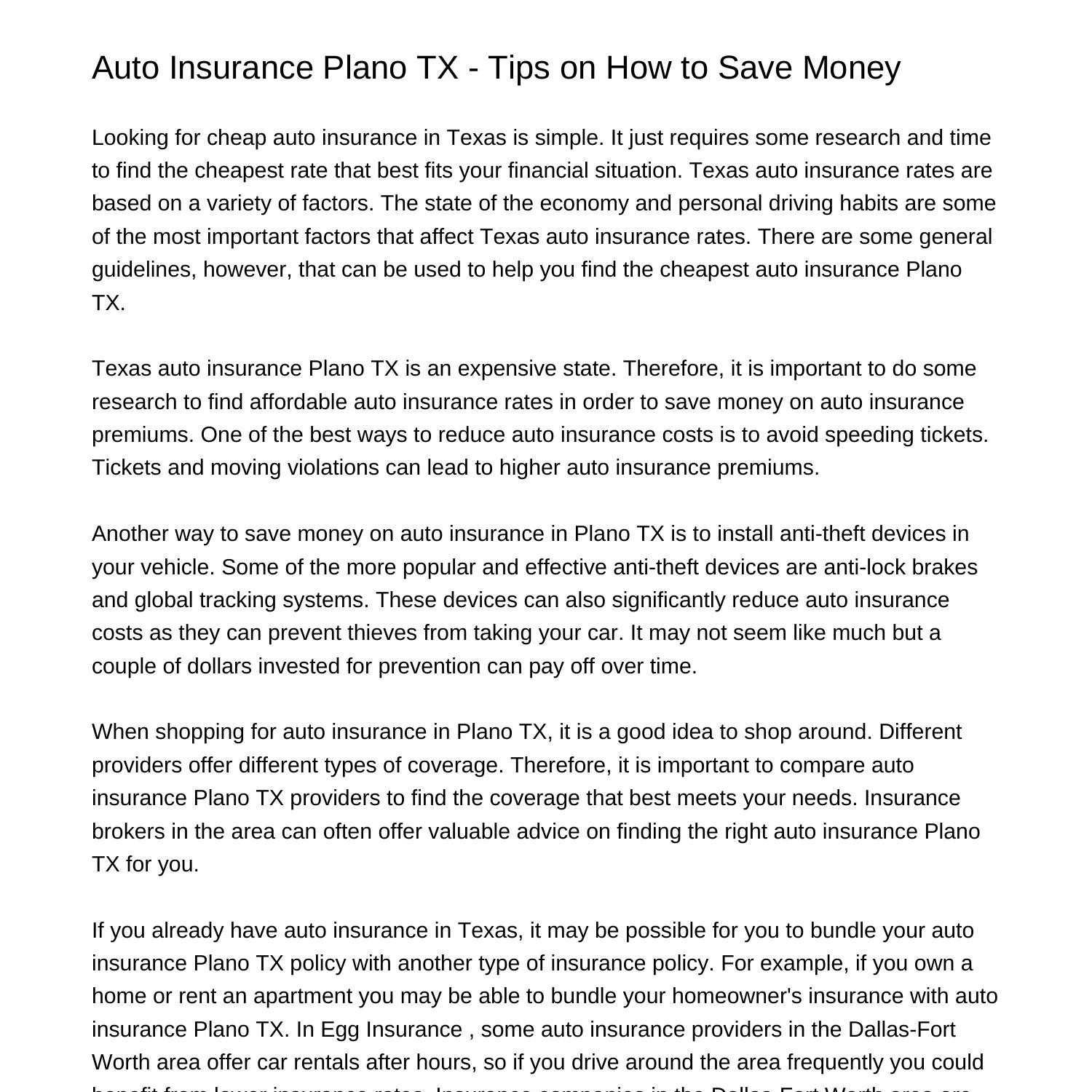 Auto Insurance Plano TX Tips on How to Save Moneynzffl.pdf.pdf DocDroid