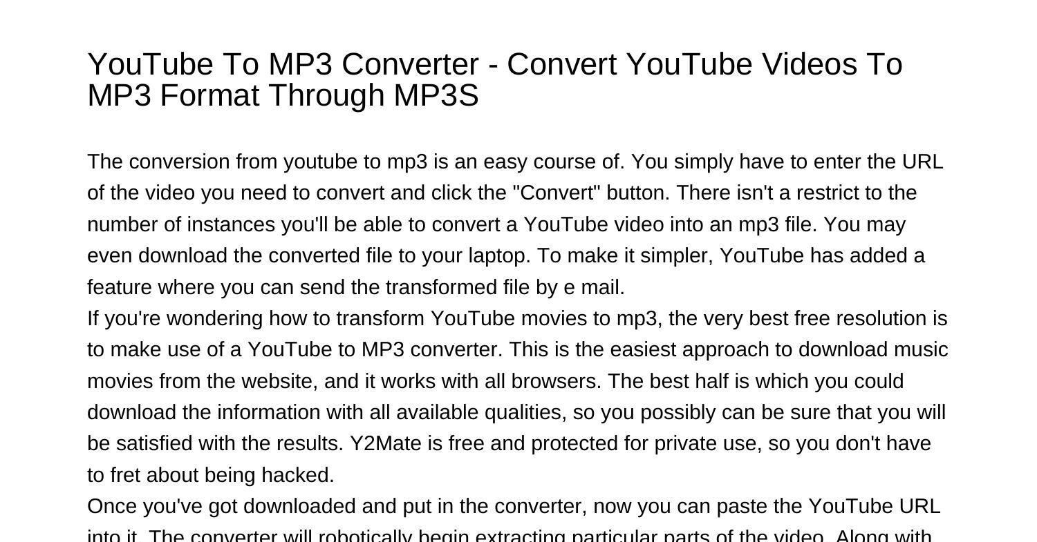 YouTube To MP3 Converter Convert YouTube Videos To MP3 Format Through