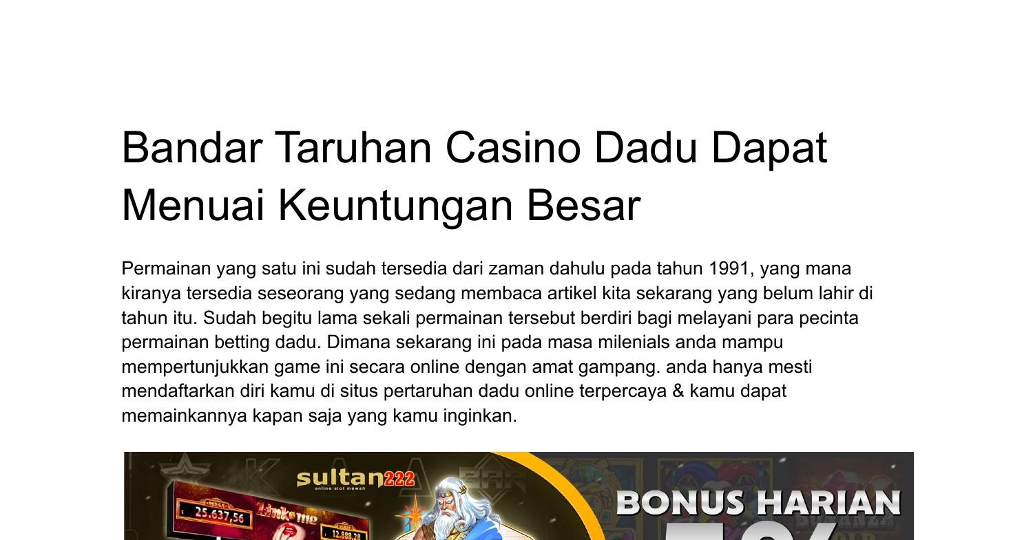 bandar taruhan dadu online 2026