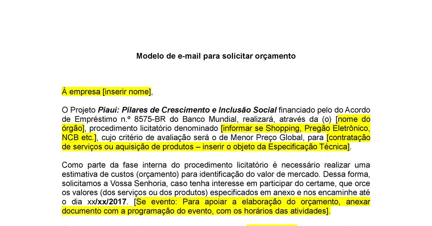 Modelo De Email Orcamento 17 04 17 docx DocDroid