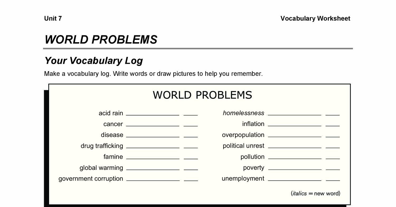 3 unit vocabulary worksheet Level3 Worksheet.pdf Interchange4thEd Unit07 Vocabulary