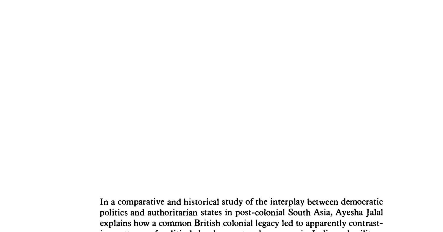 Jalal Ayesha Democracy and Authoritarianism in South Asia.pdf | DocDroid