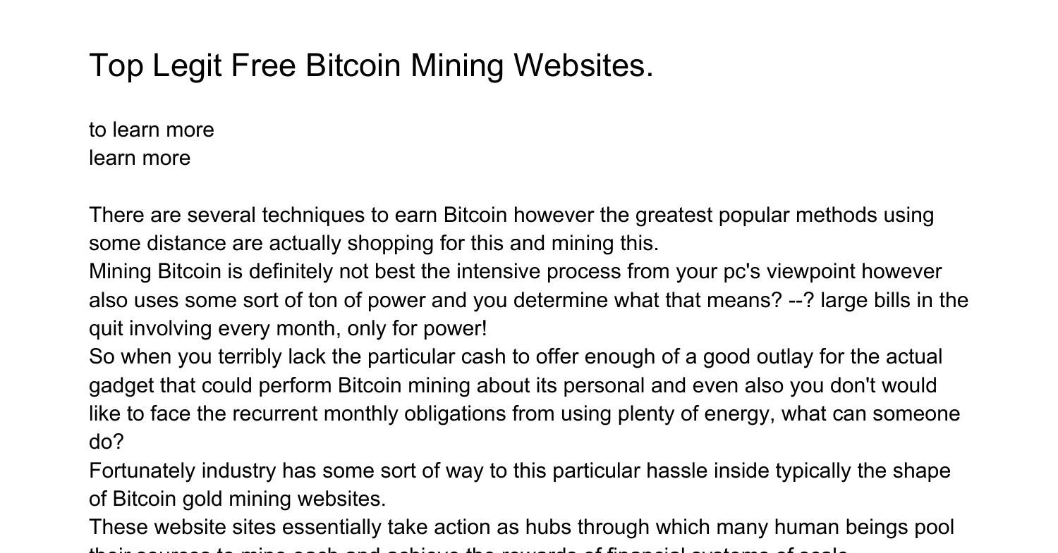Best Legit Free Bitcoin Mining siteshnzag.pdf.pdf DocDroid