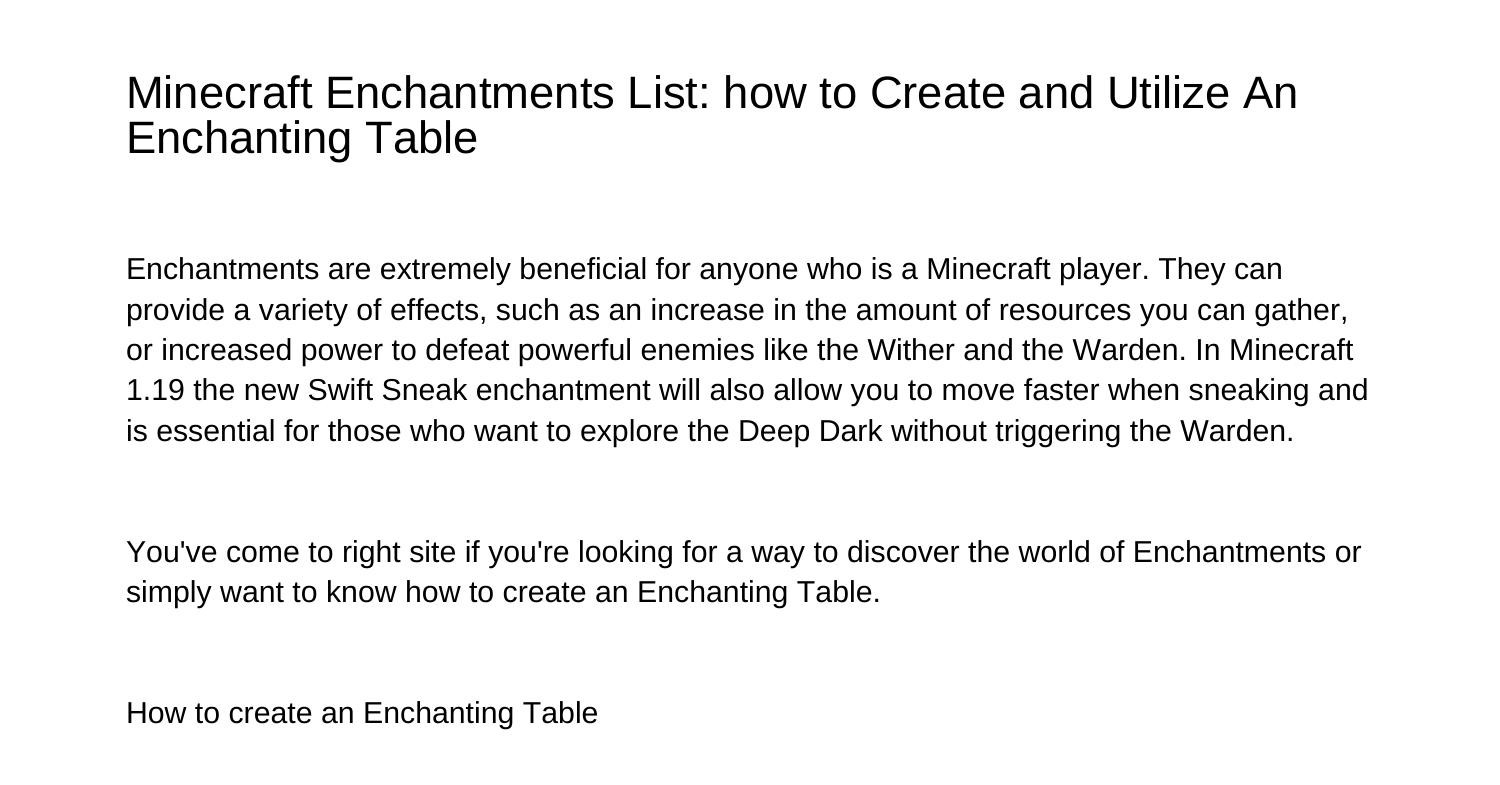 Minecraft Enchantments List How to Create and use An Enchanting