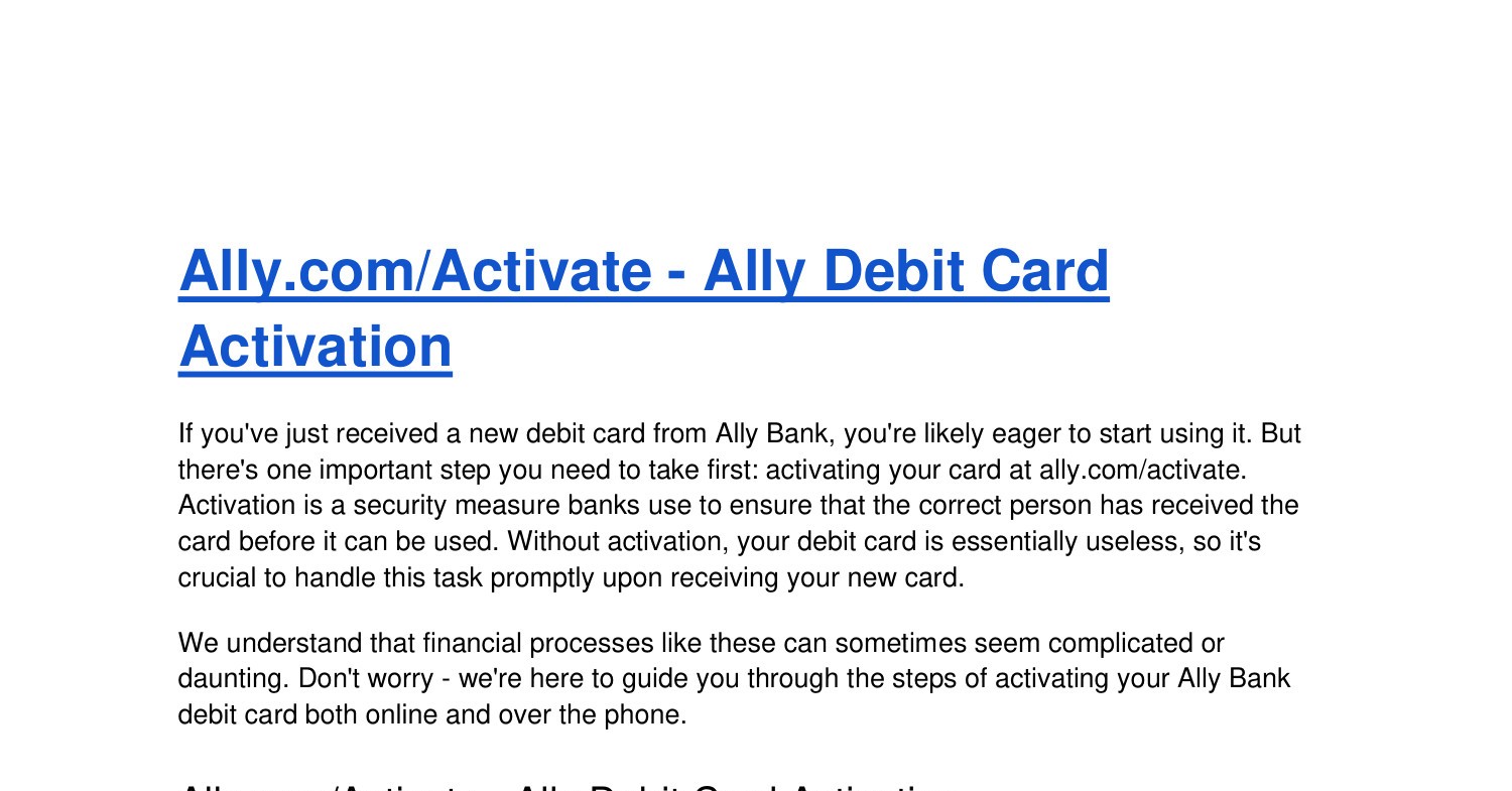 Ally.com_Activate - Ally Debit Card Activation.docx | DocDroid
