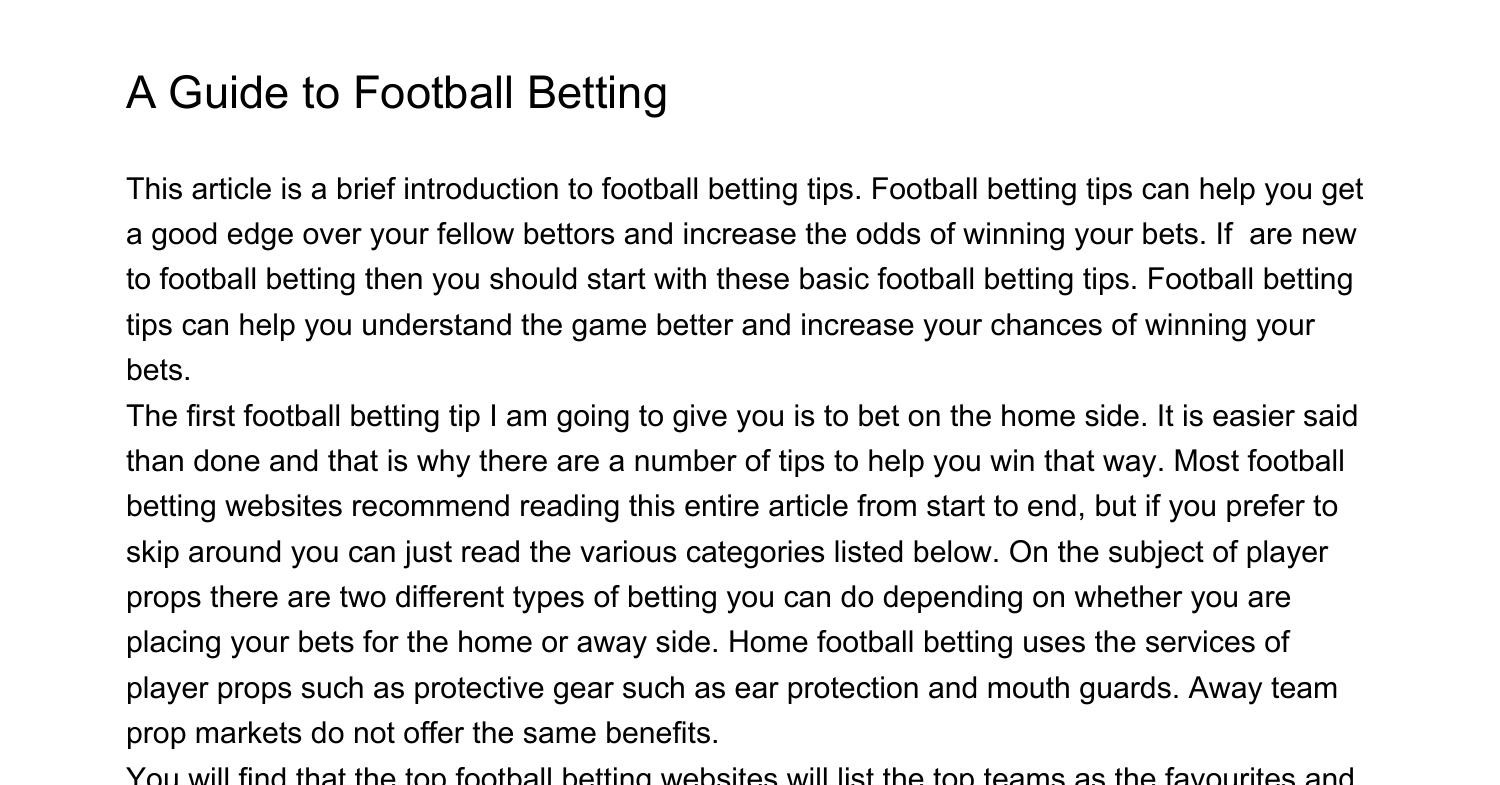 A Guide to Football Bettingbamsd.pdf.pdf DocDroid