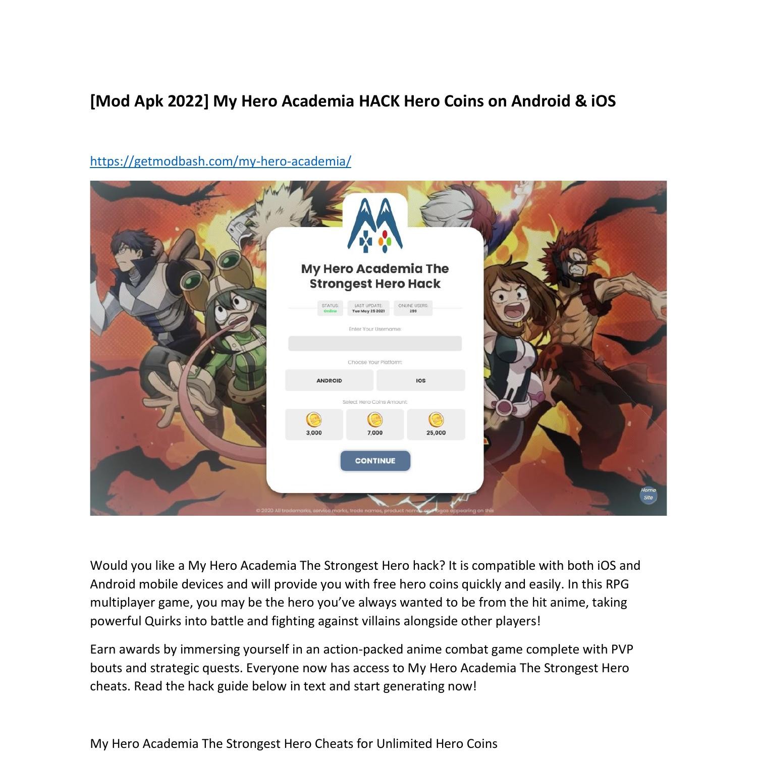 Mod Apk 2022] My Hero Academia HACK Hero Coins on Android & iOS.pdf