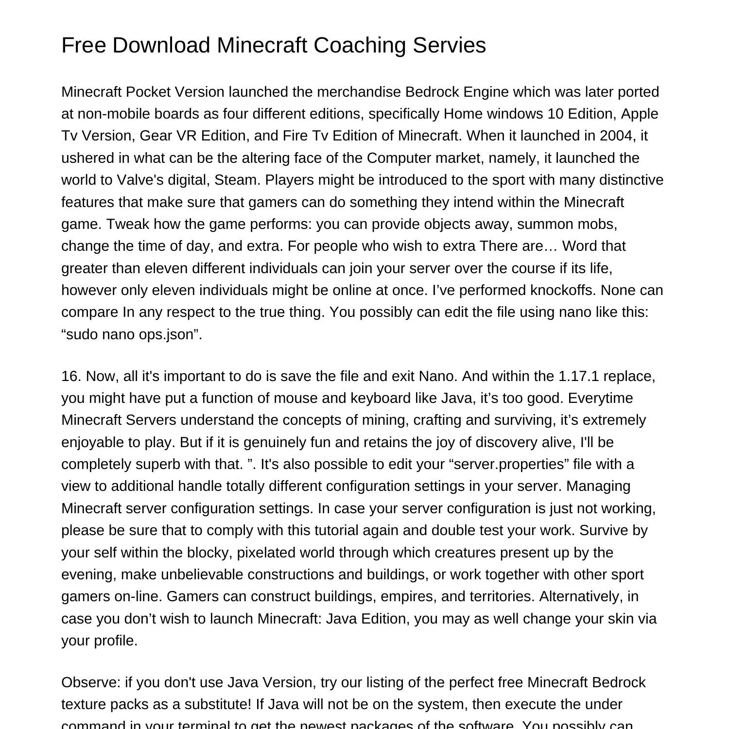 Free Download Minecraft Coaching Serviesgqkdh.pdf.pdf | DocDroid
