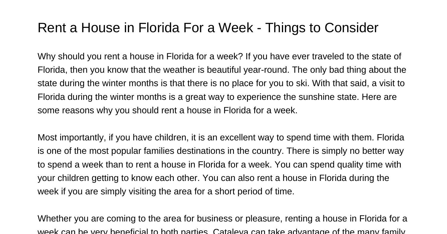 Rent a House in Florida For a Week Things to Considerizdld.pdf.pdf DocDroid