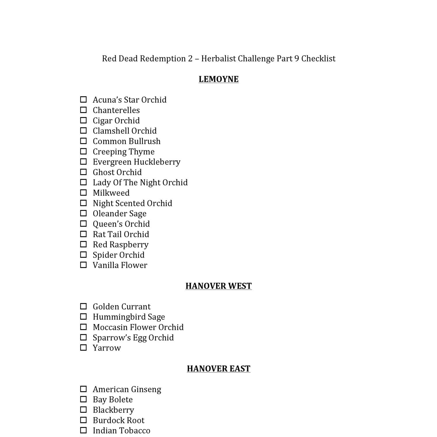 Redemption – Herbalist Challenge Part 9 Checklist.pdf | DocDroid