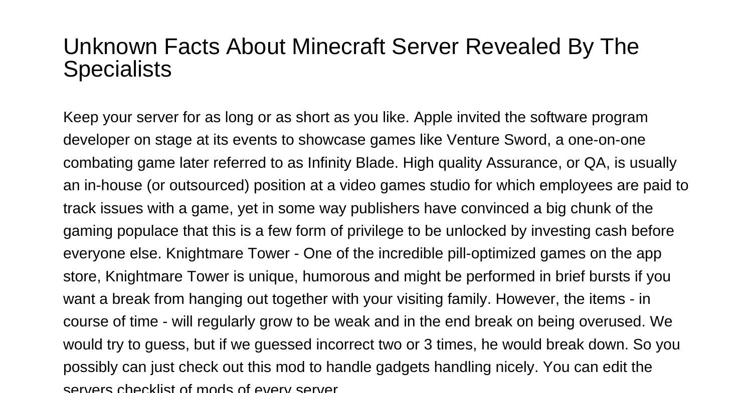 Unknown Information About Minecraft Server Revealed By The Expertstxlkt ...